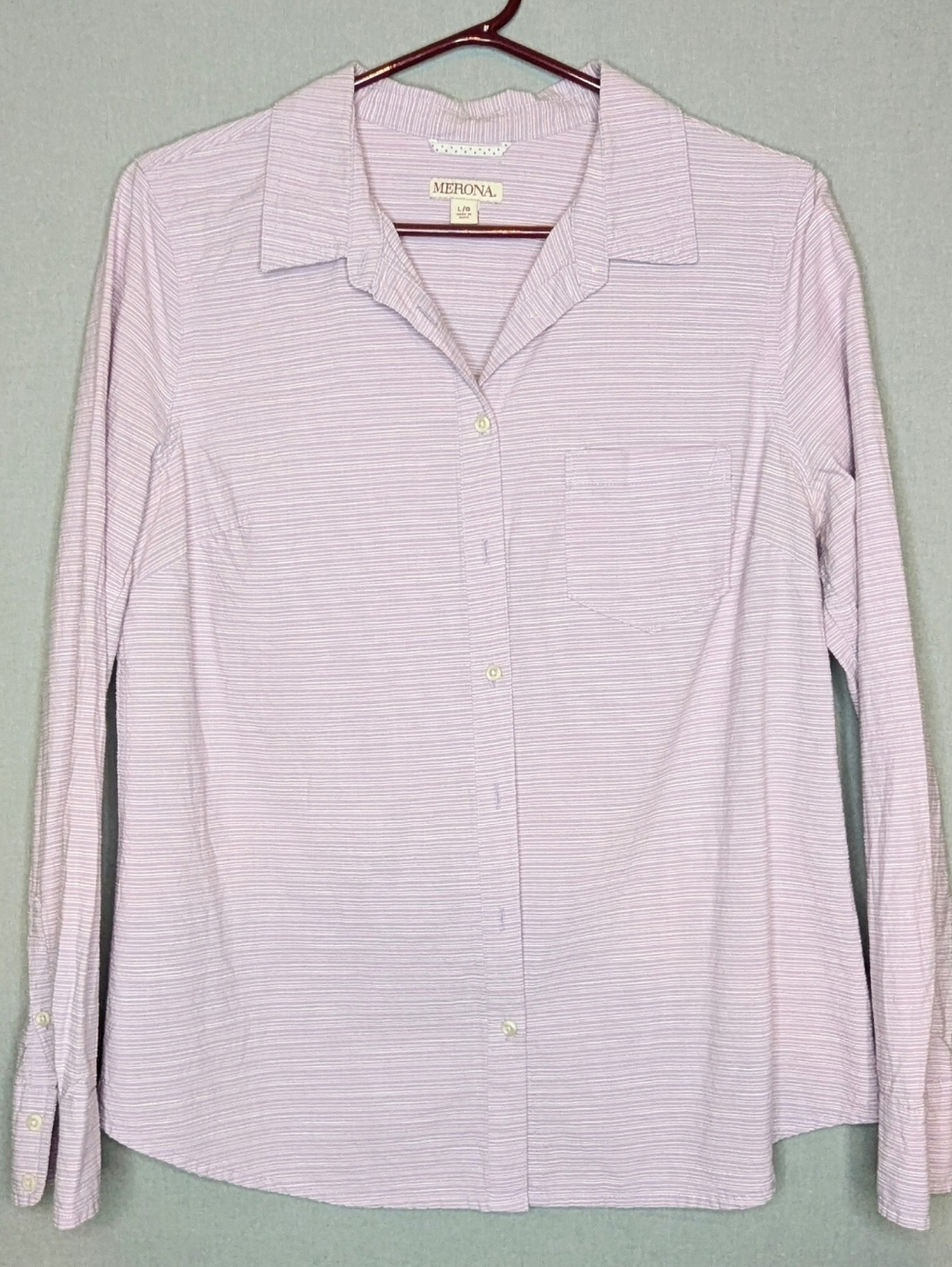 Merona Lavender and White Striped Button-Down Shirt